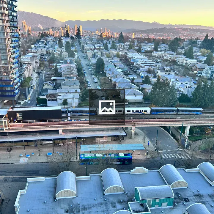 City skyline with sky train