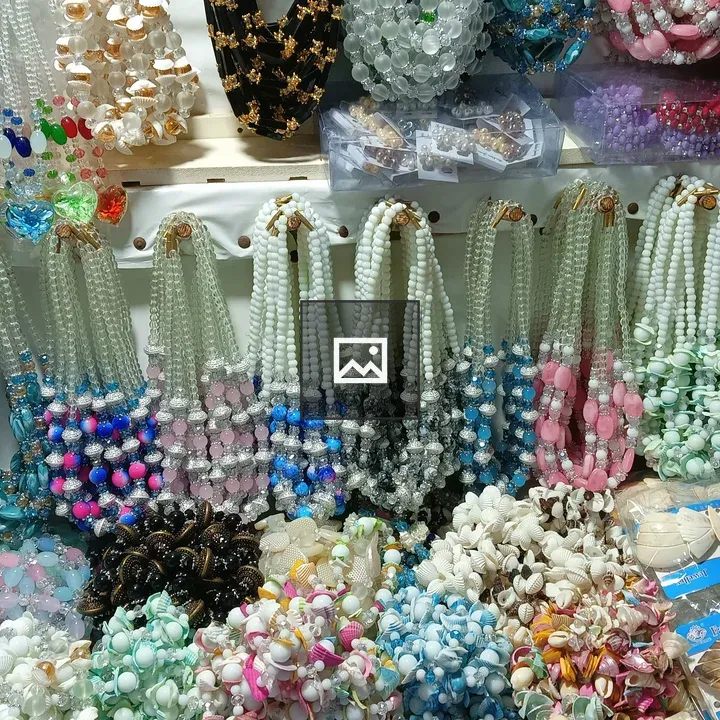 Jewelry displayed at market stall