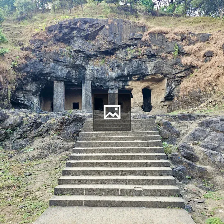 Rock-cut cave temple view