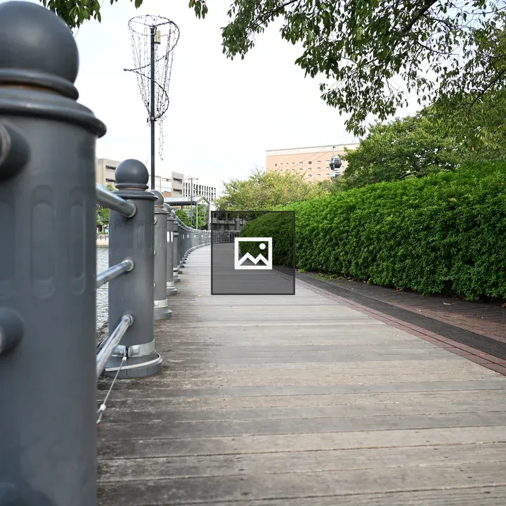 River walkway with railing