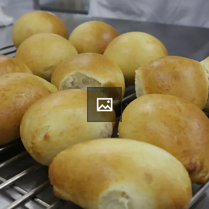 Plain golden-brown bread buns