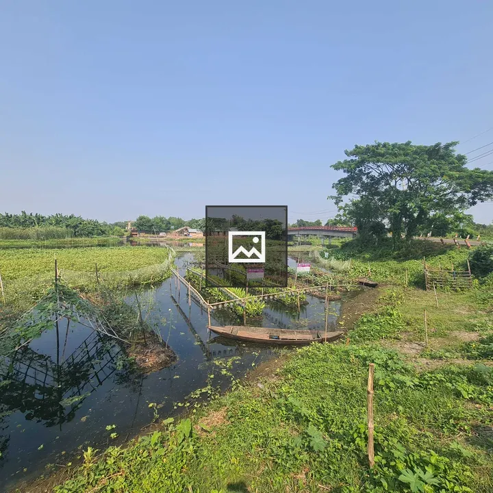 Floating crop fields with canoe