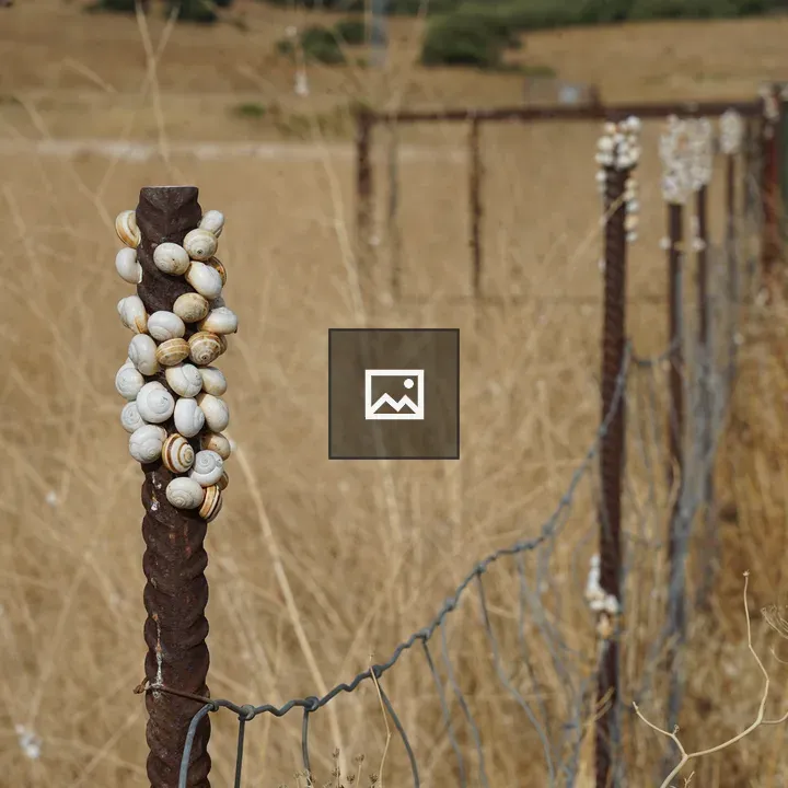 Corrugated fence posts in field
