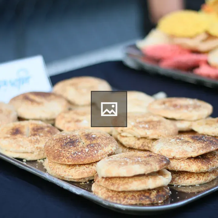 Metal tray of sesame pastries