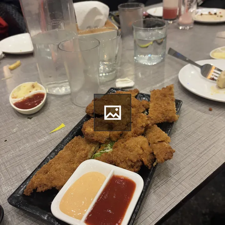 Golden fried chicken on tray