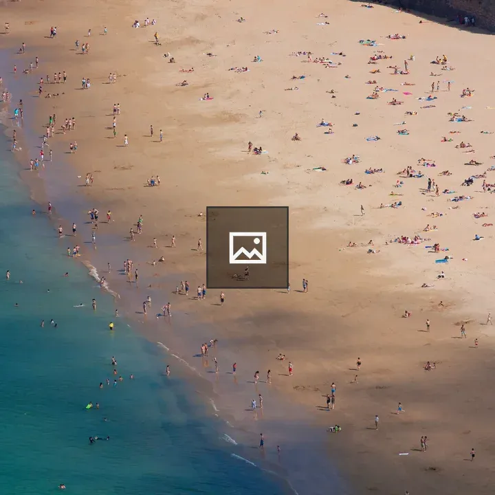 Crowded beach in northern Spain