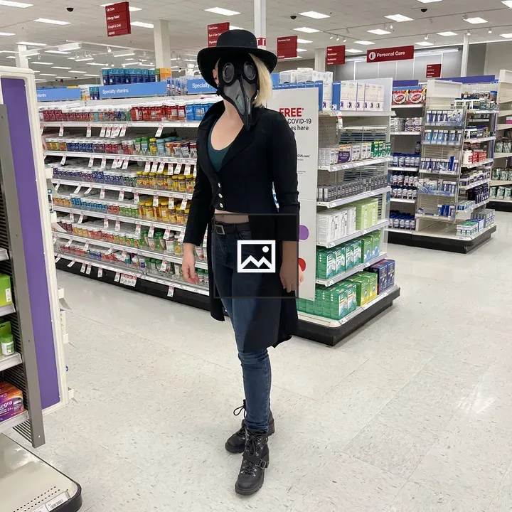 Plague doctor at the pharmacy