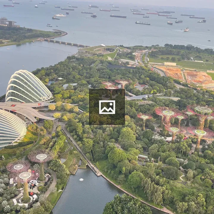 Aerial view of Singapore skyline and waters