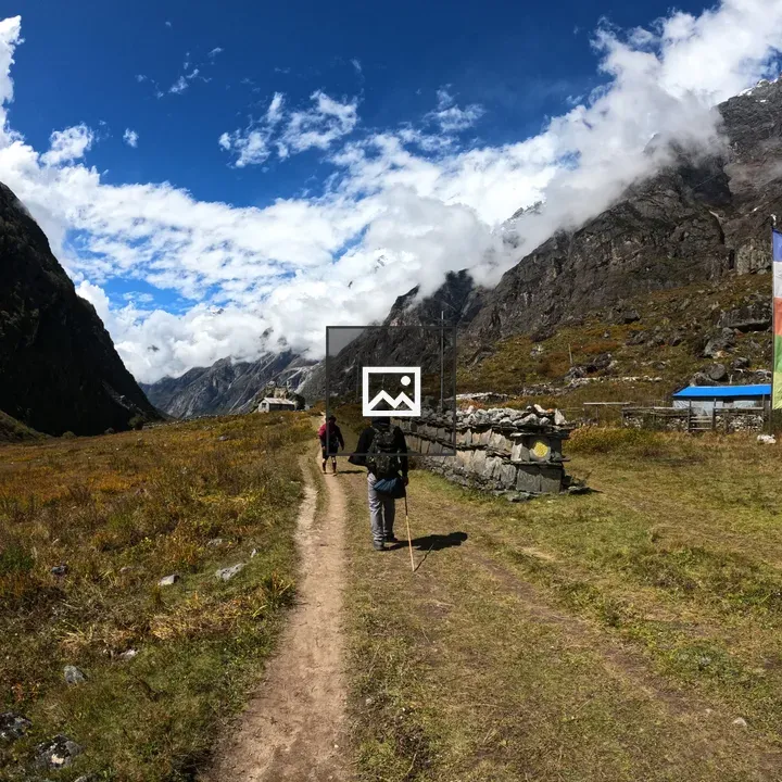Mountain Landscape with Hikers