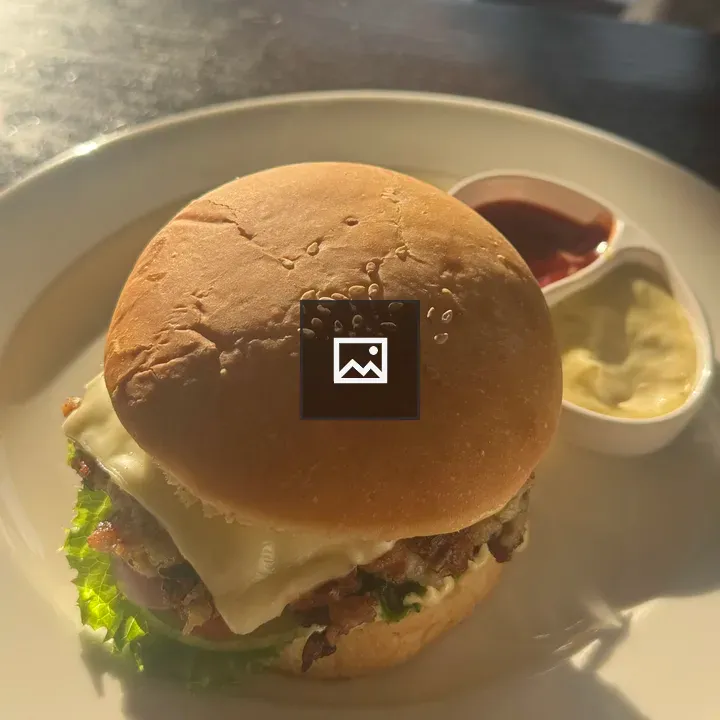 Hamburger on White Plate