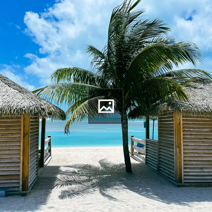 Beach cabanas in the Bahamas