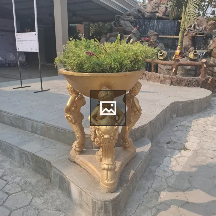Golden figures with plants