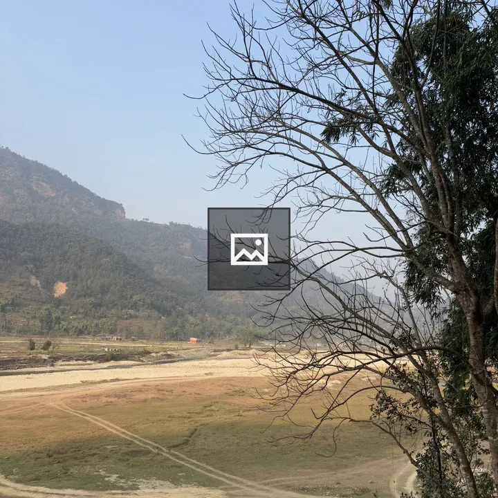 Panorama of dry landscape with dirt path