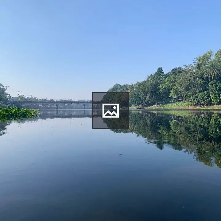 River and distant bridge