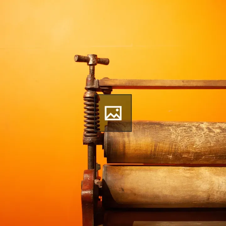 Laundry mangle on orange background