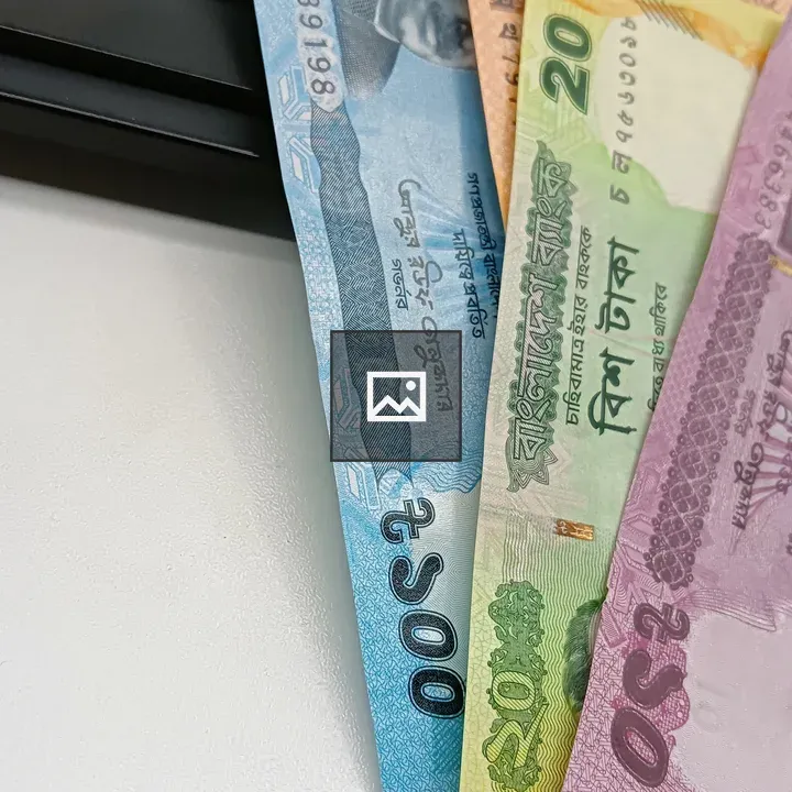 Banknotes and Keyboard Close-up