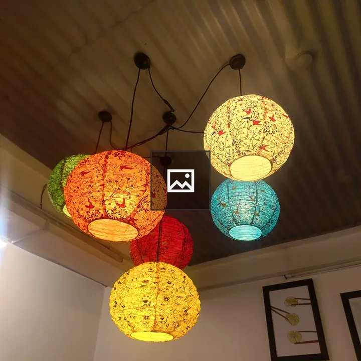 Ceiling with colorful hanging lanterns