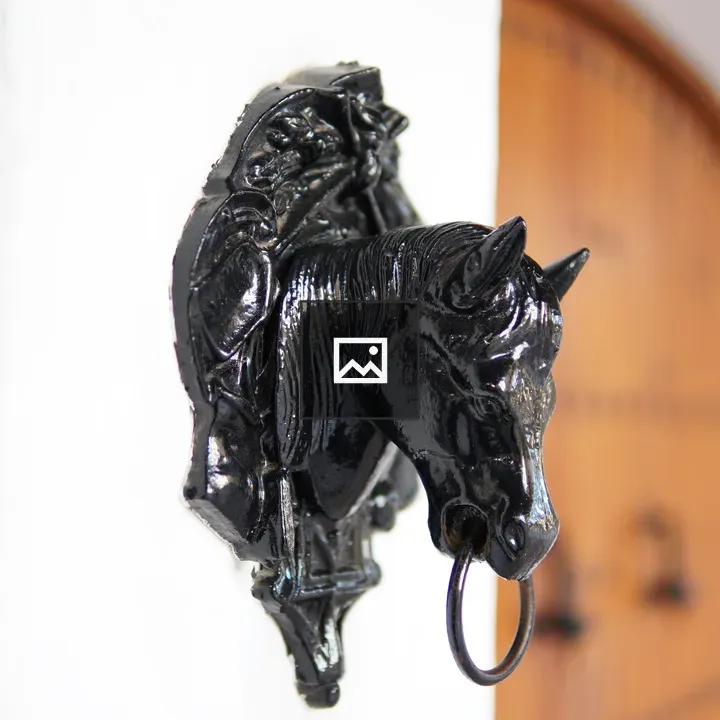 Horse-shaped metal sculpture closeup