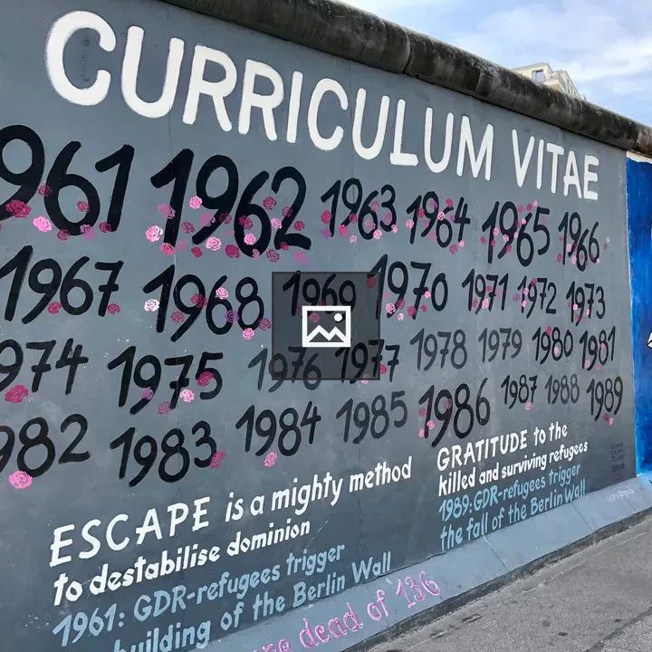 Wall with curriculum vitae text