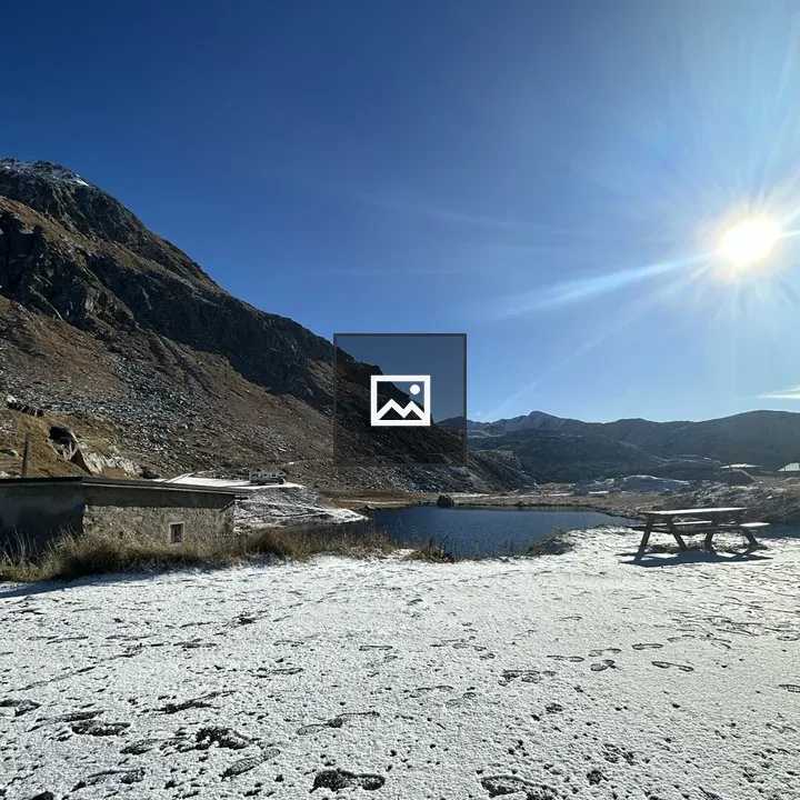 Snowy lakeside landscape